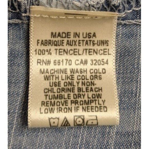 Women's Elevenses By Anthro Blue Chambray 100% Tencel Denim Button-Up Shirt S - Picture 12 of 12